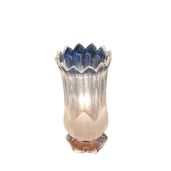 Vintage 1980/90s Frosted Crystal Tulip Art Nouveau Table/Side Lamp Light - Picture 3 of 11